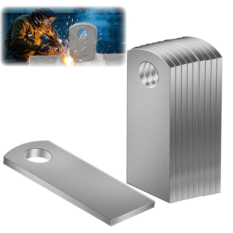 OywhC Weld on Tabs, Steel Basic Weld Tab, Universal Weld on Light Tabs Flat Bottom Mount with a 3/8"" Hole.2-3/5"" Height, 1"" Wide, 1/8"" Thick Pack Of 10 Tabs Steel Mounting Bracket OywhC-5 - Image 1